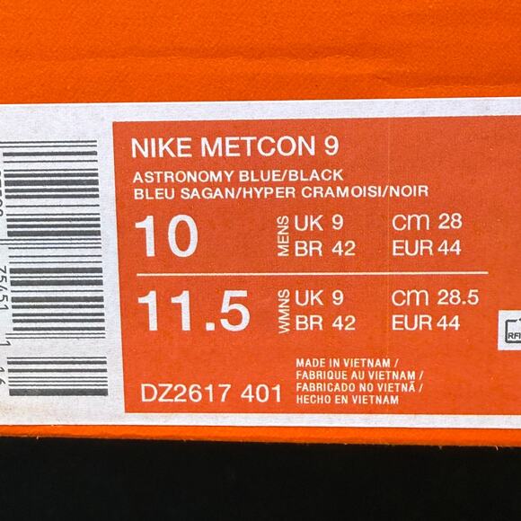 Nike Metcon 9 Astronomy Blue/ Orange DZ2617-401 Men's Size 10 Athletic Shoes - Picture 10 of 10